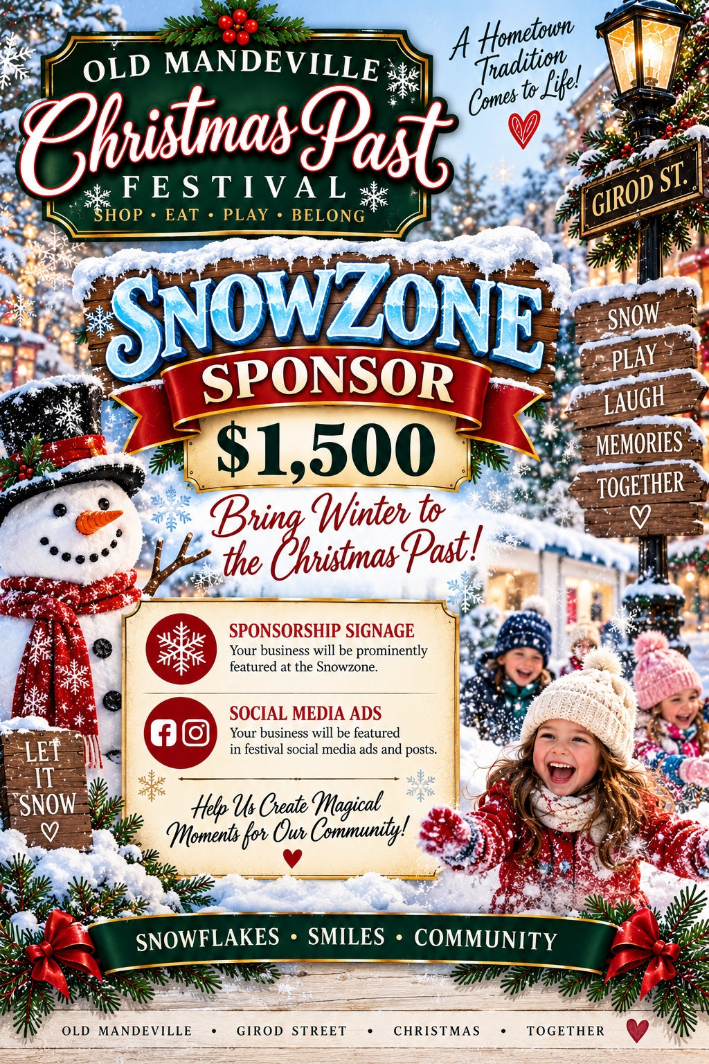 ❄️🎄 $1500 SNOWZONE SPONSOR ❄️ BRING WINTER TO CHRISTMAS PAST! 🎄❄️